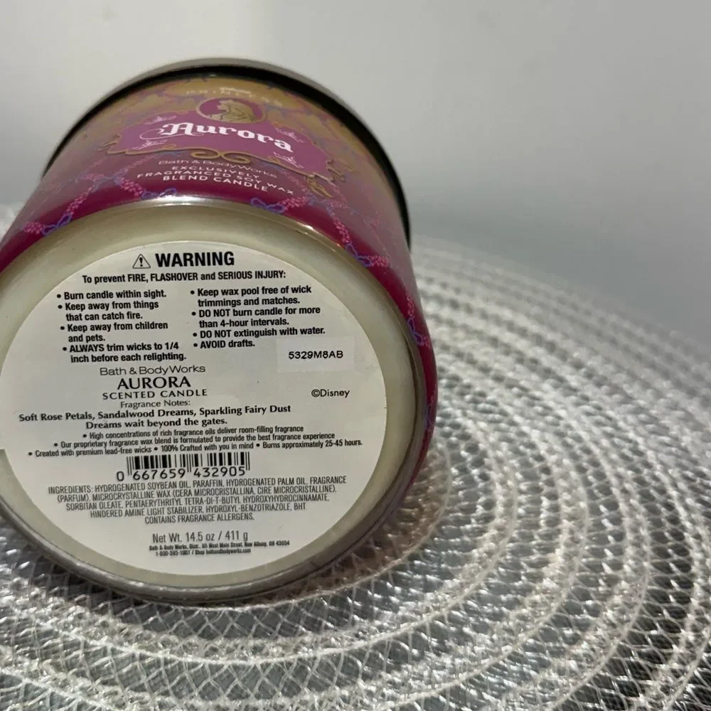BBW Disney Aurora 3 Wick Scented Candle NWT